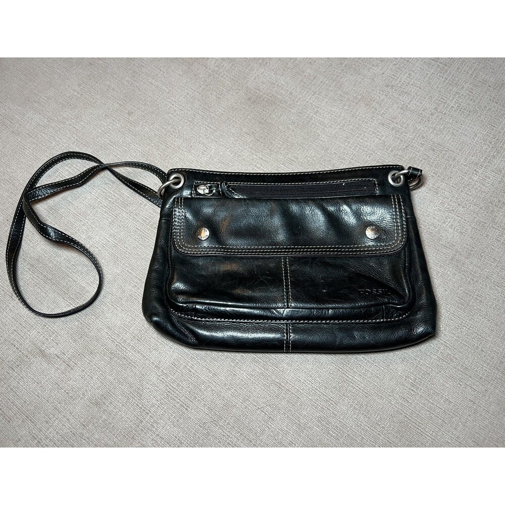 Fossil Crossbody Bag Womens Leather Organizer Purse Adjustable Strap Multiple Po